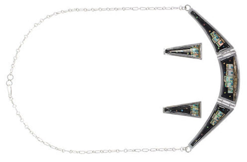 Native American Design Black Jade Multicolor Necklace Set GS62279